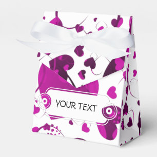 Pattern - Hearts for love pink white + your text Favour Box