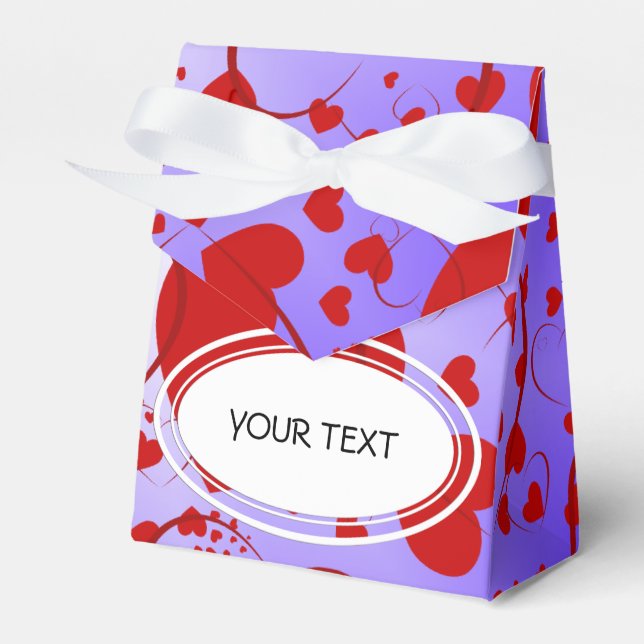 Pattern - Hearts for love red + your colour & text Favour Box (Front Side)