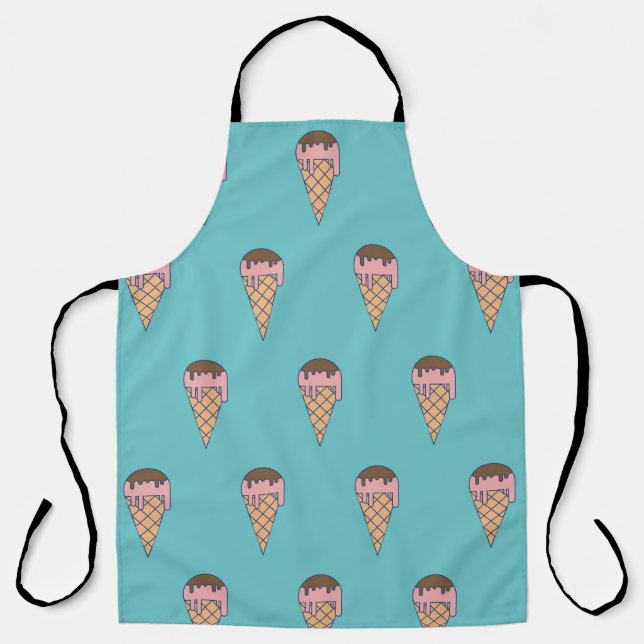 Pattern Ice cream on Pastel colour background, vin Apron (Front)