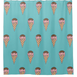 Pattern Ice cream on Pastel colour background, vin Shower Curtain