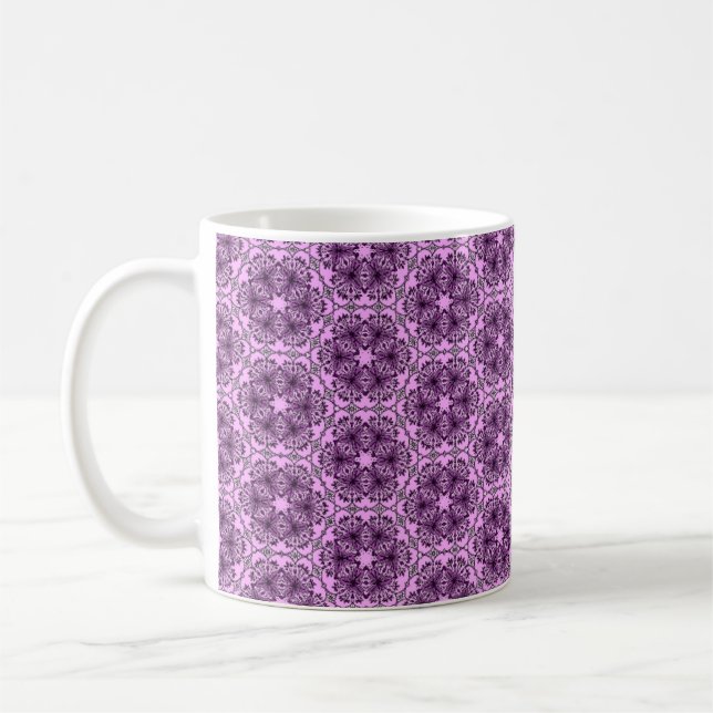 Pattern in pink and purple coffee mug (Left)