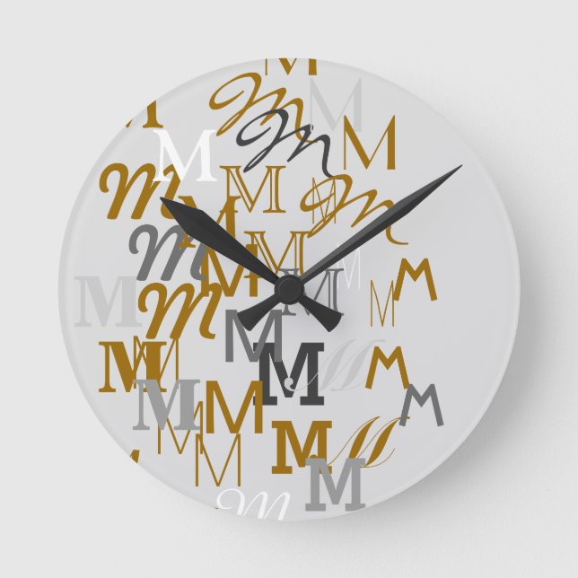 pattern initial name round clock (Front)