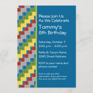 Pattern - Kids Building Blocks Birthday Party Invitation