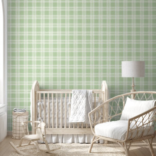 Pattern Light Olive Green Checks Room Office Wallpaper