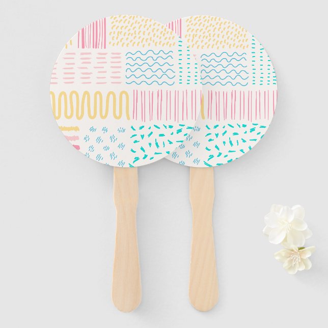 Pattern lines hand fan (Front and Back)