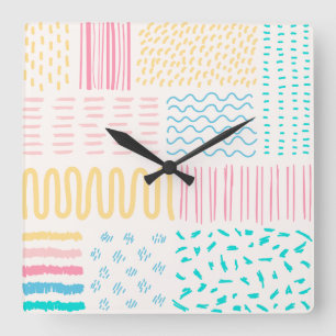 Pattern lines square wall clock