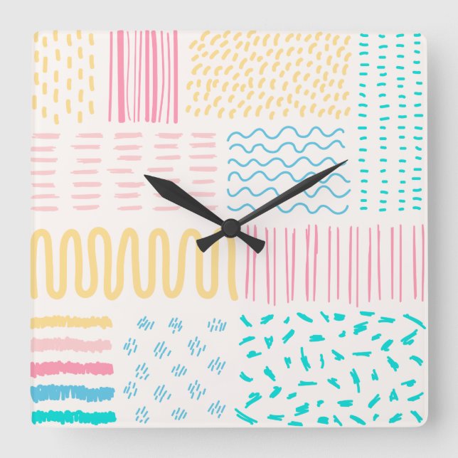 Pattern lines square wall clock (Front)