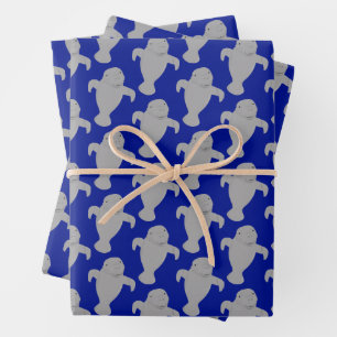 Pattern Manatee Animal Wrapping Paper Sheet