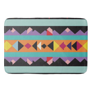 Pattern mix colourful stripes and triangles bath mat