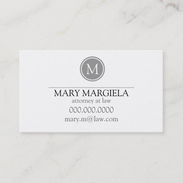 Pattern Monogram Business Card (Slate) (Front)