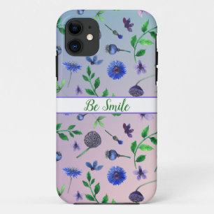 Pattern navy-blue flowers iPhone Case