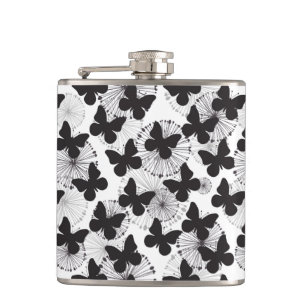 pattern of a butterfly hip flask