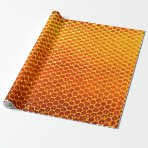 Pattern of a section of wax honeycomb from a bee h wrapping paper