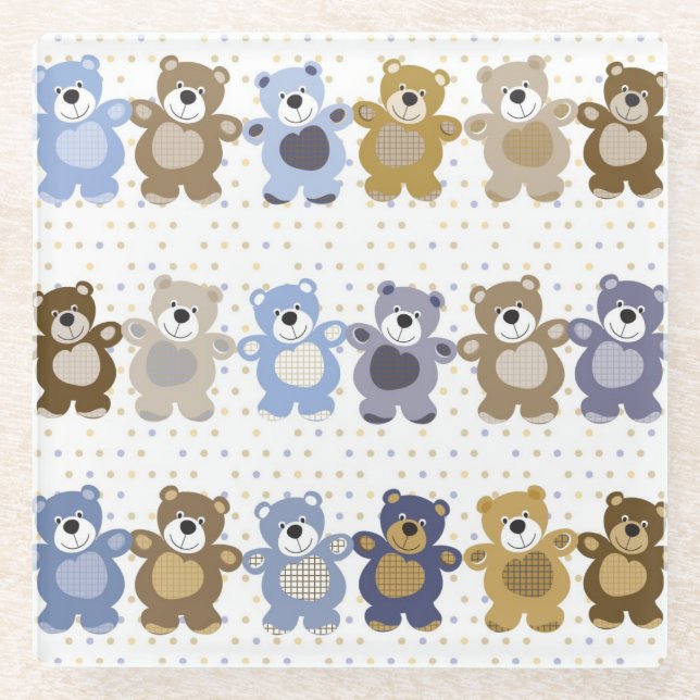 pattern of a toy teddy bear glass coaster (Front)