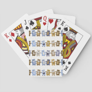 pattern of a toy teddy bear playing cards