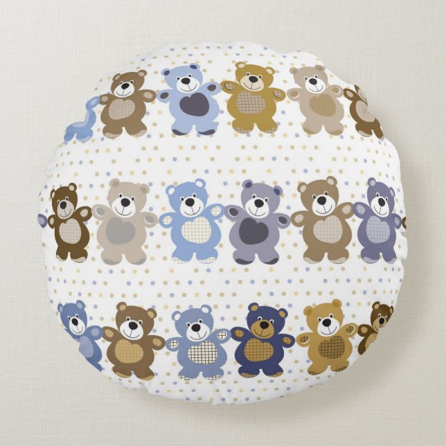 pattern of a toy teddy bear round cushion (Front)