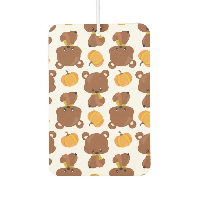 Pattern Of Bears, Cute Bears, Fall, Pumpkins Car Air Freshener (Front)