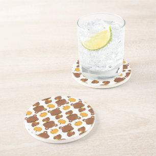 Pattern Of Bears, Cute Bears, Fall, Pumpkins Coaster