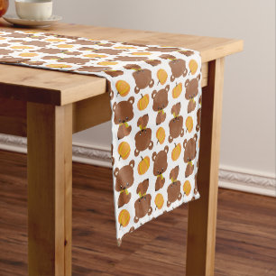 Pattern Of Bears, Cute Bears, Fall, Pumpkins Medium Table Runner