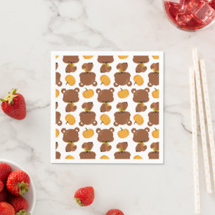 Pattern Of Bears, Cute Bears, Fall, Pumpkins Napkin