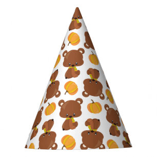 Pattern Of Bears, Cute Bears, Fall, Pumpkins Party Hat