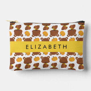 Pattern Of Bears, Cute Bears, Pumpkin, Your Name Accessory Pouch
