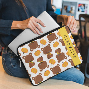 Pattern Of Bears, Cute Bears, Pumpkin, Your Name Laptop Sleeve