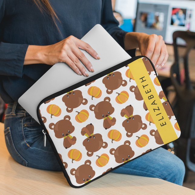 Pattern Of Bears, Cute Bears, Pumpkin, Your Name Laptop Sleeve (Creator Uploaded)