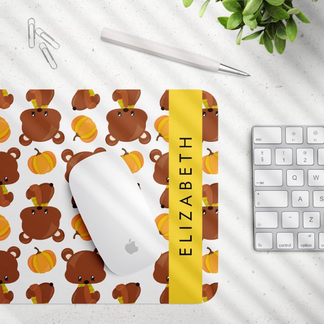 Pattern Of Bears, Cute Bears, Pumpkin, Your Name Mouse Pad (Creator Uploaded)