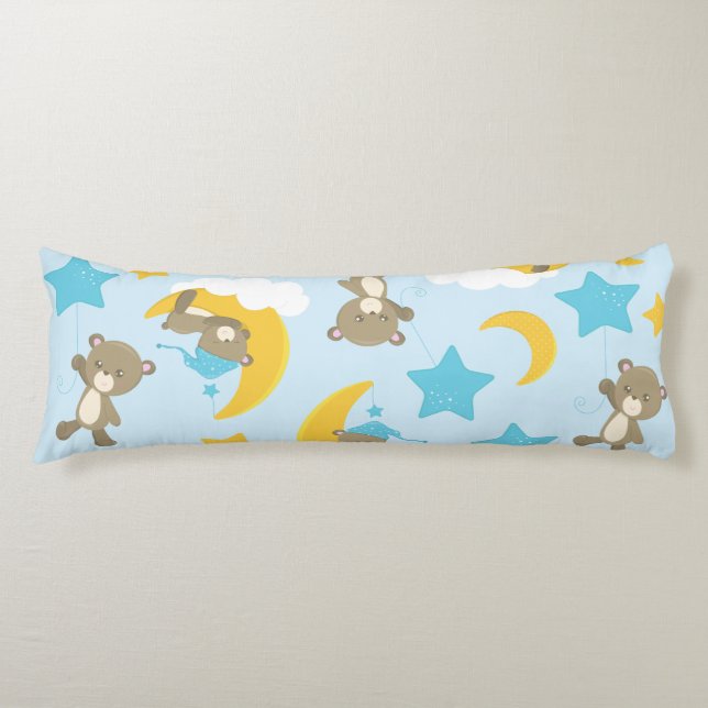 Pattern Of Bears, Cute Bears, Teddy Bears, Stars Body Cushion (Front)