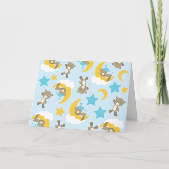 Pattern Of Bears, Cute Bears, Teddy Bears, Stars Card (Front)