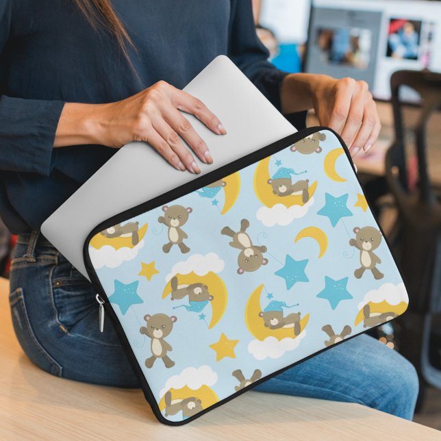 Pattern Of Bears, Cute Bears, Teddy Bears, Stars Laptop Sleeve (Creator Uploaded)