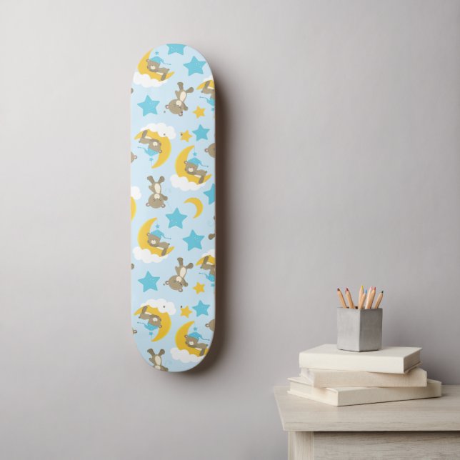 Pattern Of Bears, Cute Bears, Teddy Bears, Stars Skateboard (Wall Art)