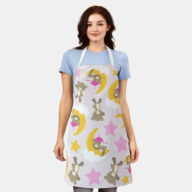 Pattern Of Bears, Teddy Bears, Cute Bears, Stars Apron (Worn)