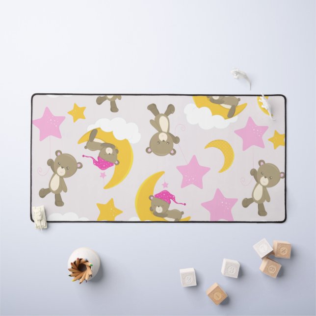 Pattern Of Bears, Teddy Bears, Cute Bears, Stars Desk Mat (Kids Table)