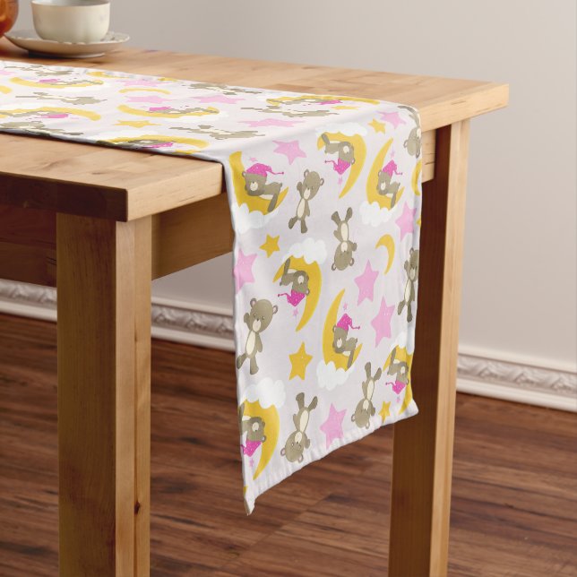Pattern Of Bears, Teddy Bears, Cute Bears, Stars Medium Table Runner (In Situ)