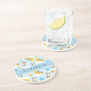 Pattern Of Bears, Teddy Bears, Stars, Your Name Coaster