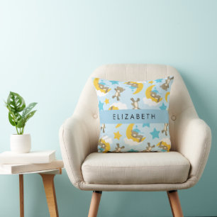 Pattern Of Bears, Teddy Bears, Stars, Your Name Cushion