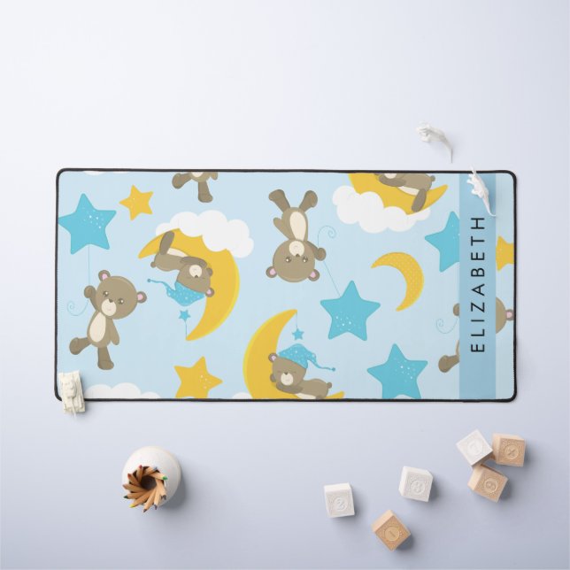 Pattern Of Bears, Teddy Bears, Stars, Your Name Desk Mat (Kids Table)