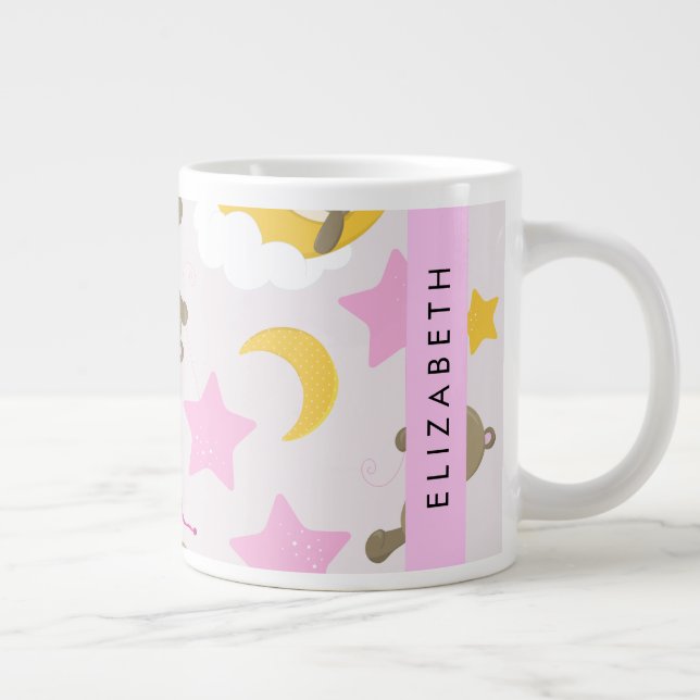 Pattern Of Bears, Teddy Bears, Stars, Your Name Large Coffee Mug (Right)