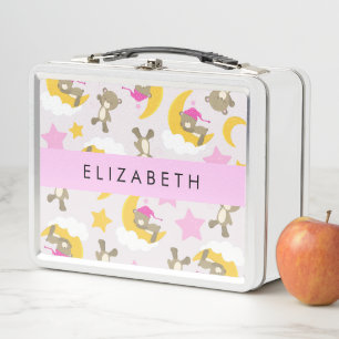 Pattern Of Bears, Teddy Bears, Stars, Your Name Metal Lunch Box