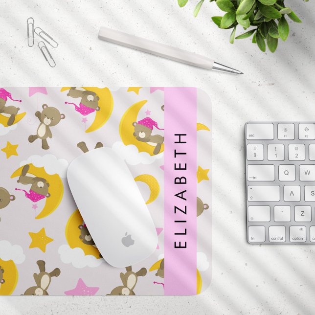 Pattern Of Bears, Teddy Bears, Stars, Your Name Mouse Pad (Creator Uploaded)