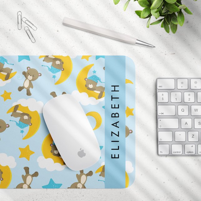 Pattern Of Bears, Teddy Bears, Stars, Your Name Mouse Pad (Creator Uploaded)