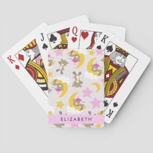 Pattern Of Bears, Teddy Bears, Stars, Your Name Playing Cards