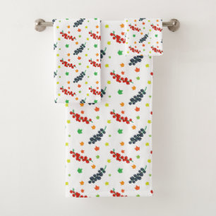 Pattern Of Berries, Redberry, Blueberry, Fruit Bath Towel Set