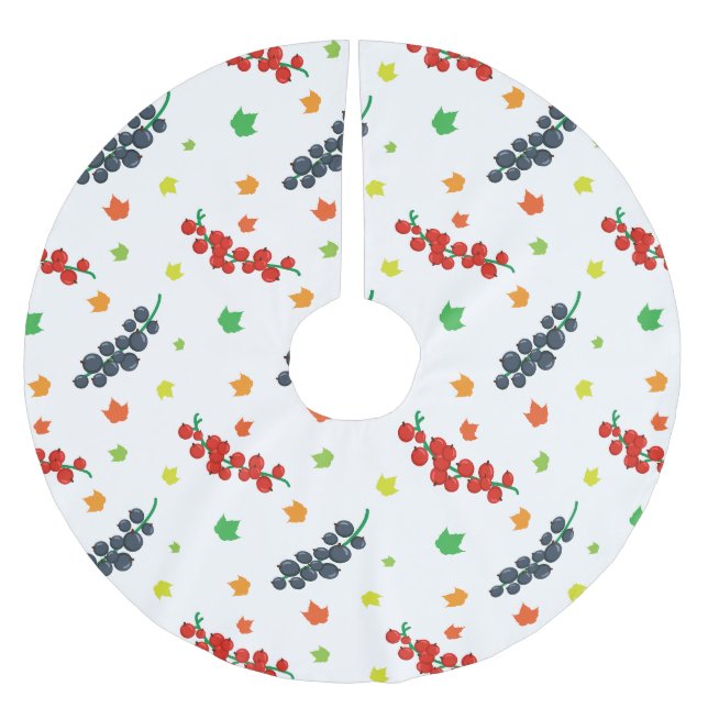 Pattern Of Berries, Redberry, Blueberry, Fruit Brushed Polyester Tree Skirt (Front)