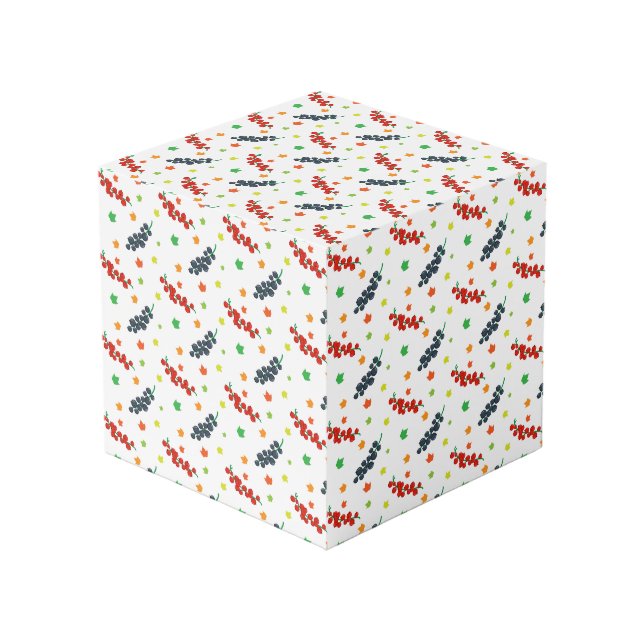 Pattern Of Berries, Redberry, Blueberry, Fruit Cube (Front Angled)
