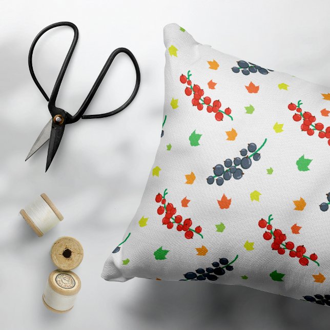 Pattern Of Berries, Redberry, Blueberry, Fruit Decorative Cushion (Creator Uploaded)