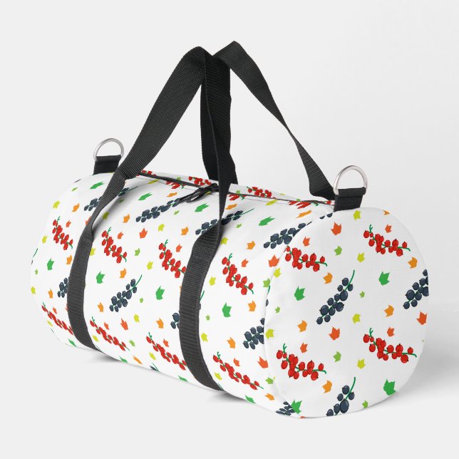 Pattern Of Berries, Redberry, Blueberry, Fruit Duffle Bag (Left Corner)