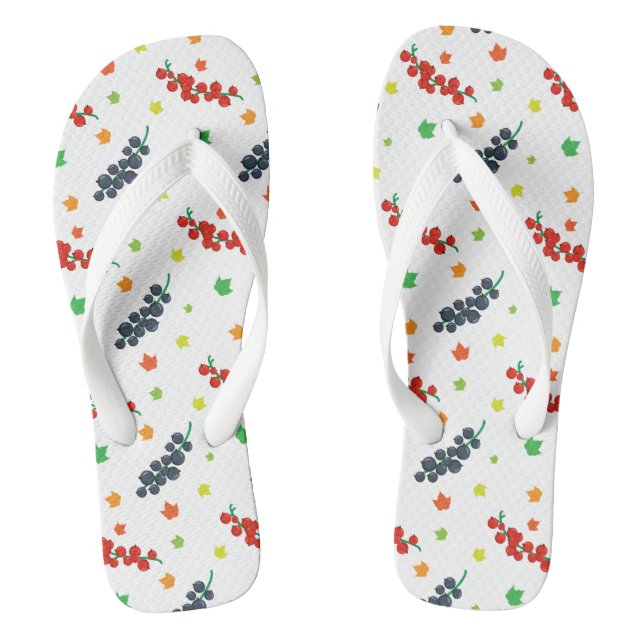 Pattern Of Berries, Redberry, Blueberry, Fruit Jandals (Footbed)
